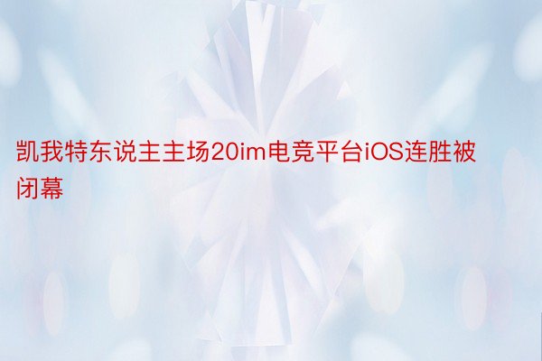 凯我特东说主主场20im电竞平台iOS连胜被闭幕