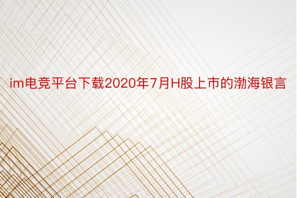 im电竞平台下载2020年7月H股上市的渤海银言
